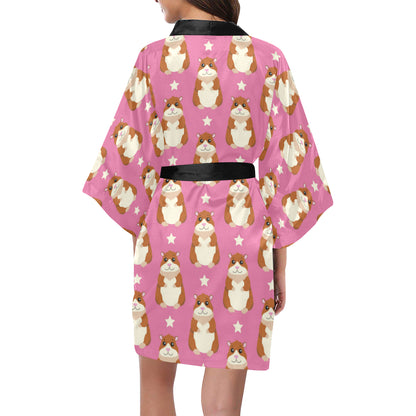Hamster Cute Pattern Print Design 02 Women's Short Kimono