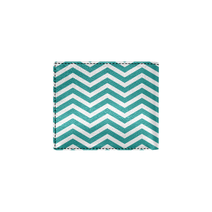 Chevron Teal Pattern Print Design 02 Men's ID Card Wallet