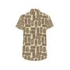 Tiki Brown Mask Print Men's Short Sleeve Button Up Shirt