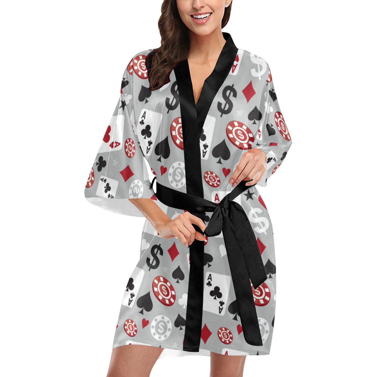 Casino Pattern Print Design 01 Women's Short Kimono