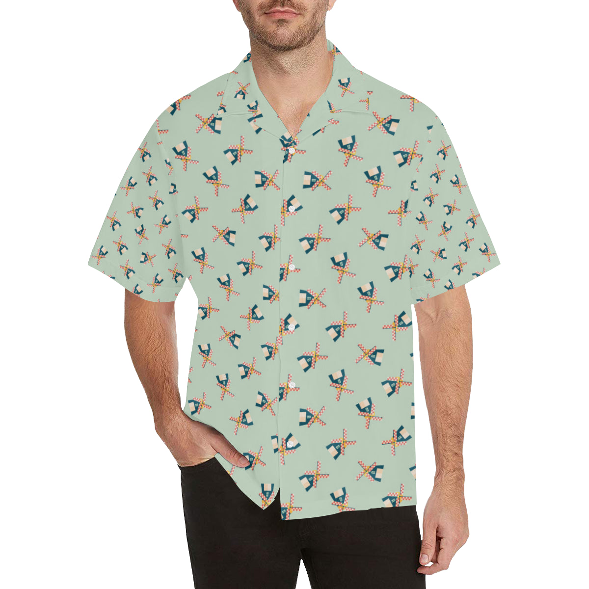 Windmill Pattern Print Design 02 Men's Hawaiian Shirt