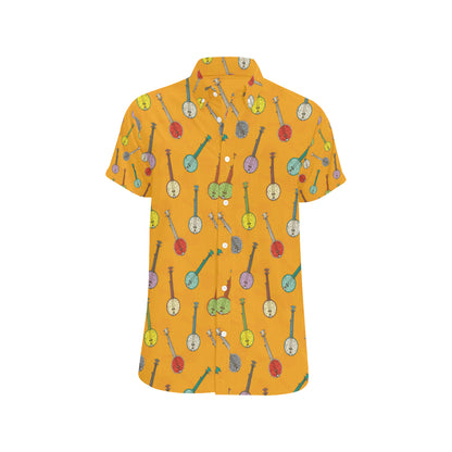 Banjo Pattern Print Design 02 Men's Short Sleeve Button Up Shirt