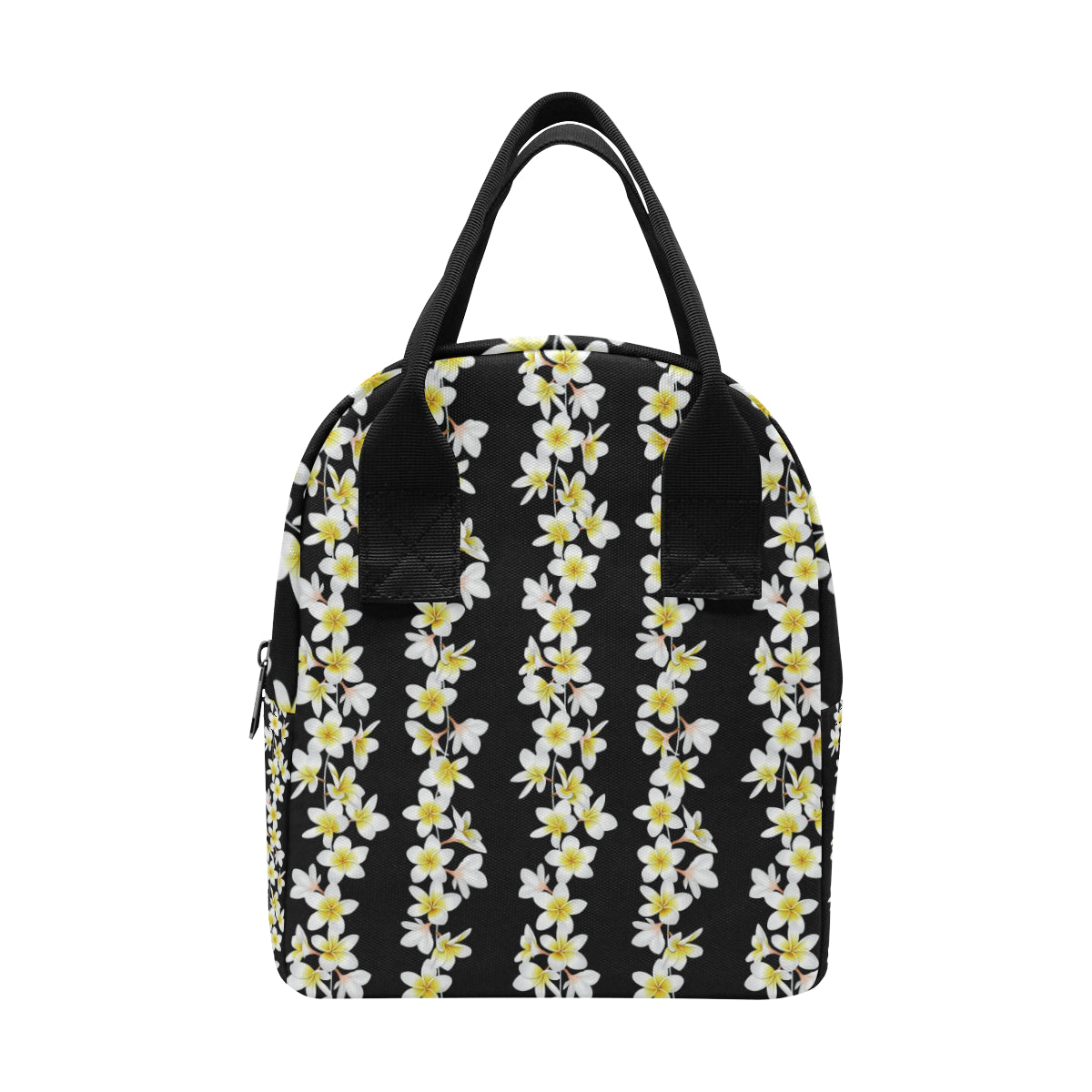 White Plumeria Pattern Print Design PM08 Insulated Lunch Bag