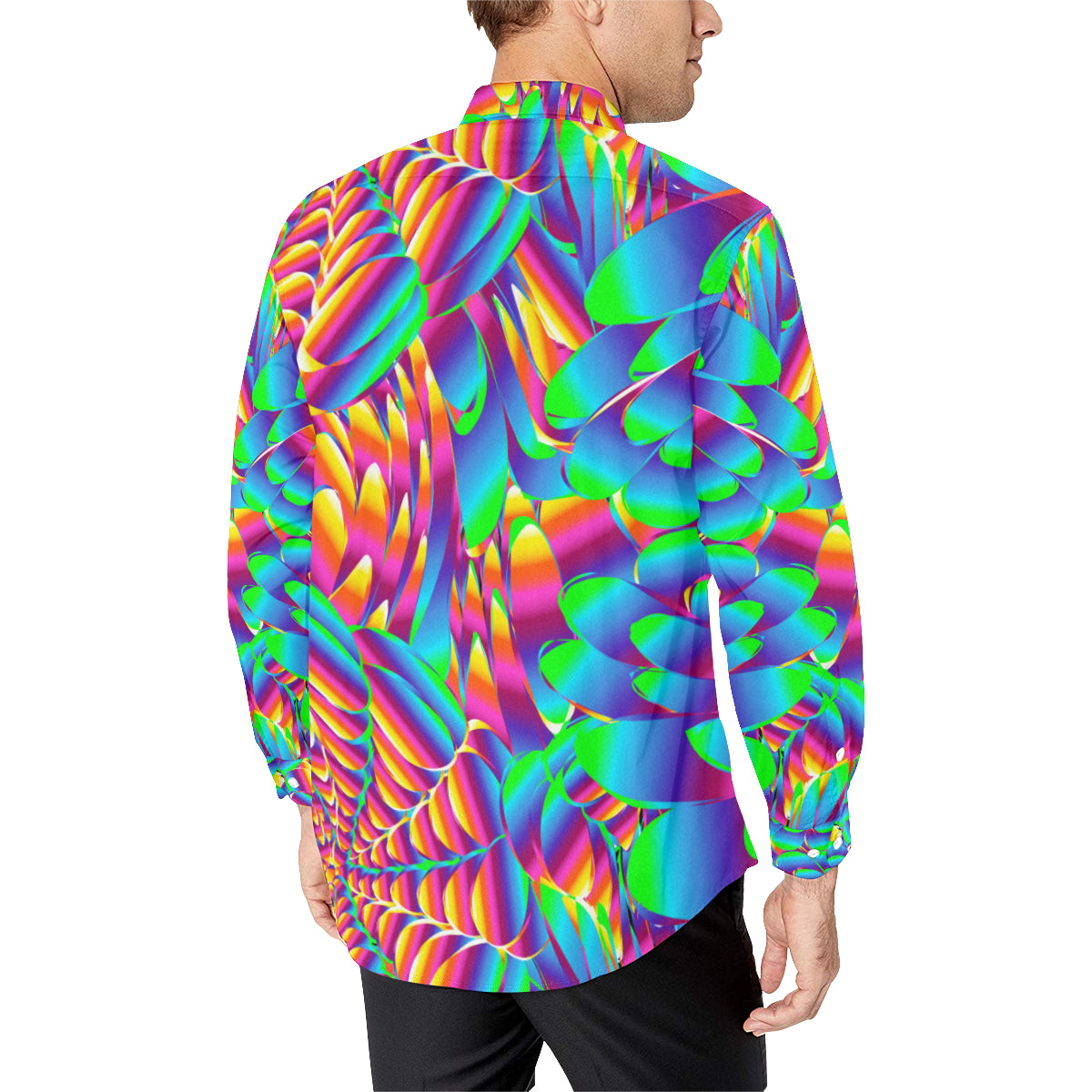 Psychedelic Trippy Pattern Men's Long Sleeve Shirt