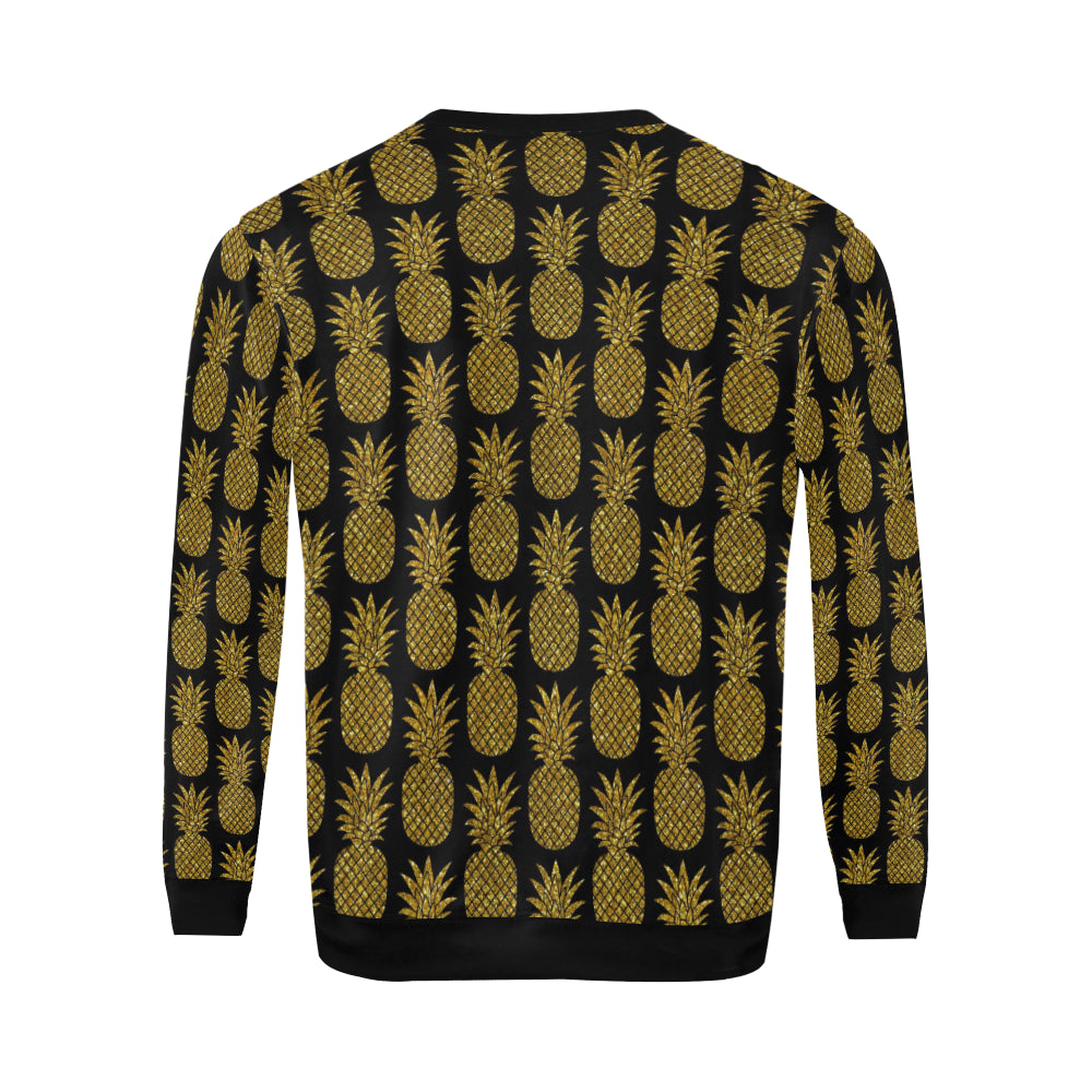 Gold Pineapple Pattern Print Design PP011 Men Long Sleeve Sweatshirt
