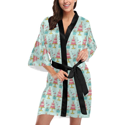 Cake Pattern Print Design 06 Women's Short Kimono