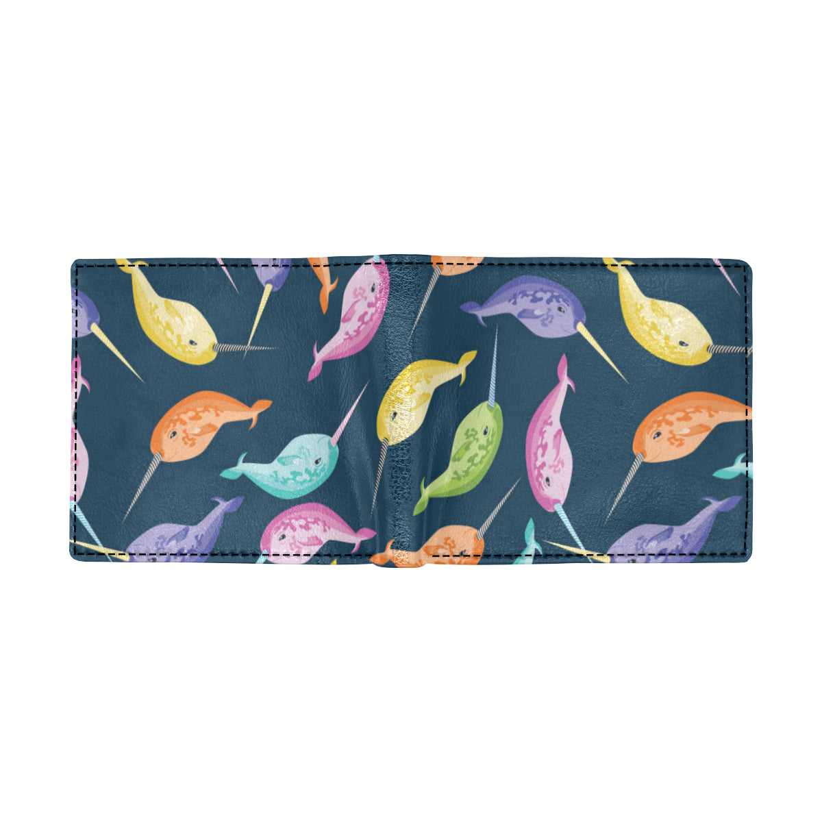 Narwhal Colorful Pattern Print Design 03 Men's ID Card Wallet