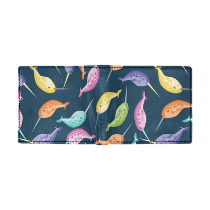 Narwhal Colorful Pattern Print Design 03 Men's ID Card Wallet