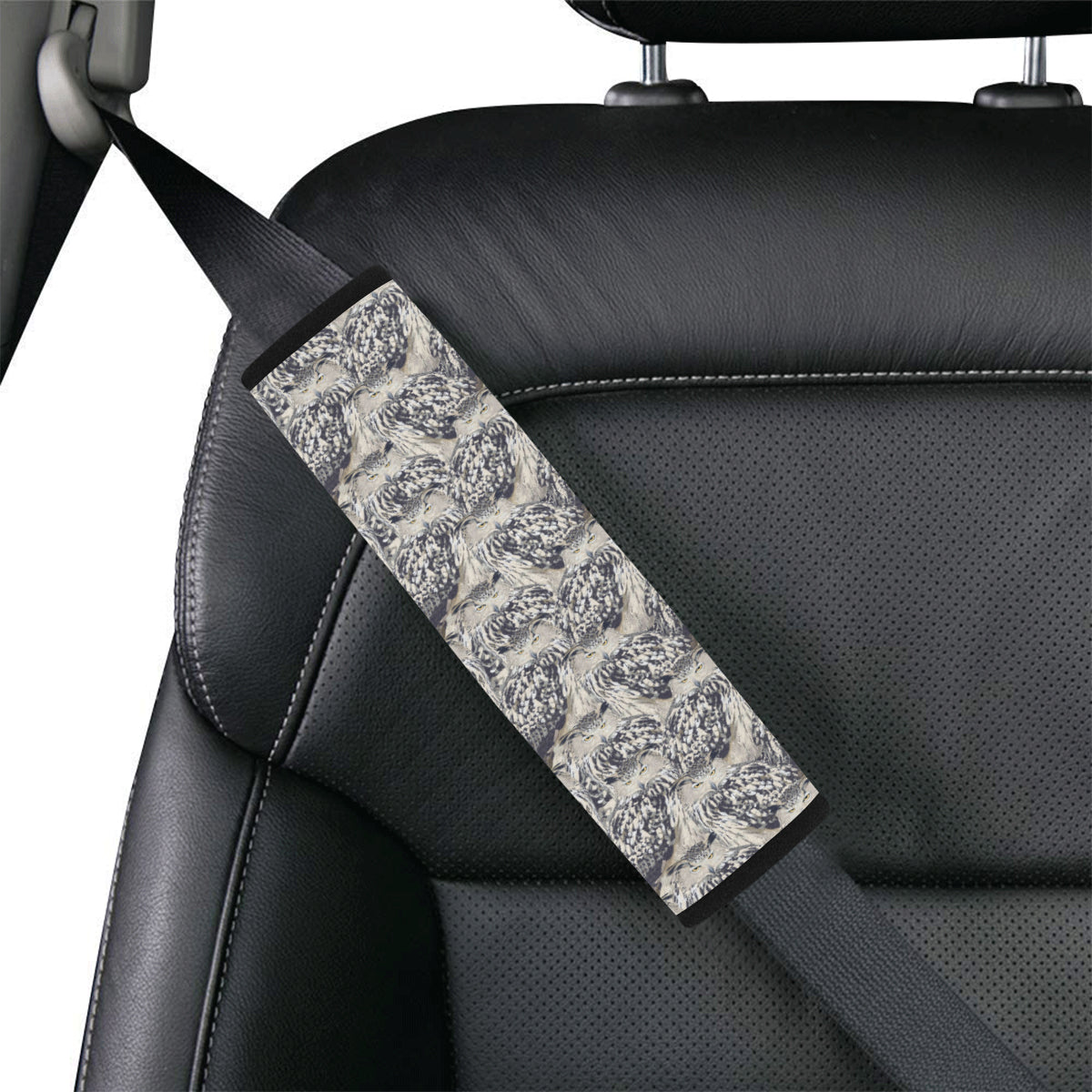 Owl Realistic Themed Design Print Car Seat Belt Cover