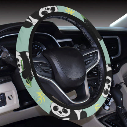 Panda Pattern Print Design A05 Steering Wheel Cover with Elastic Edge
