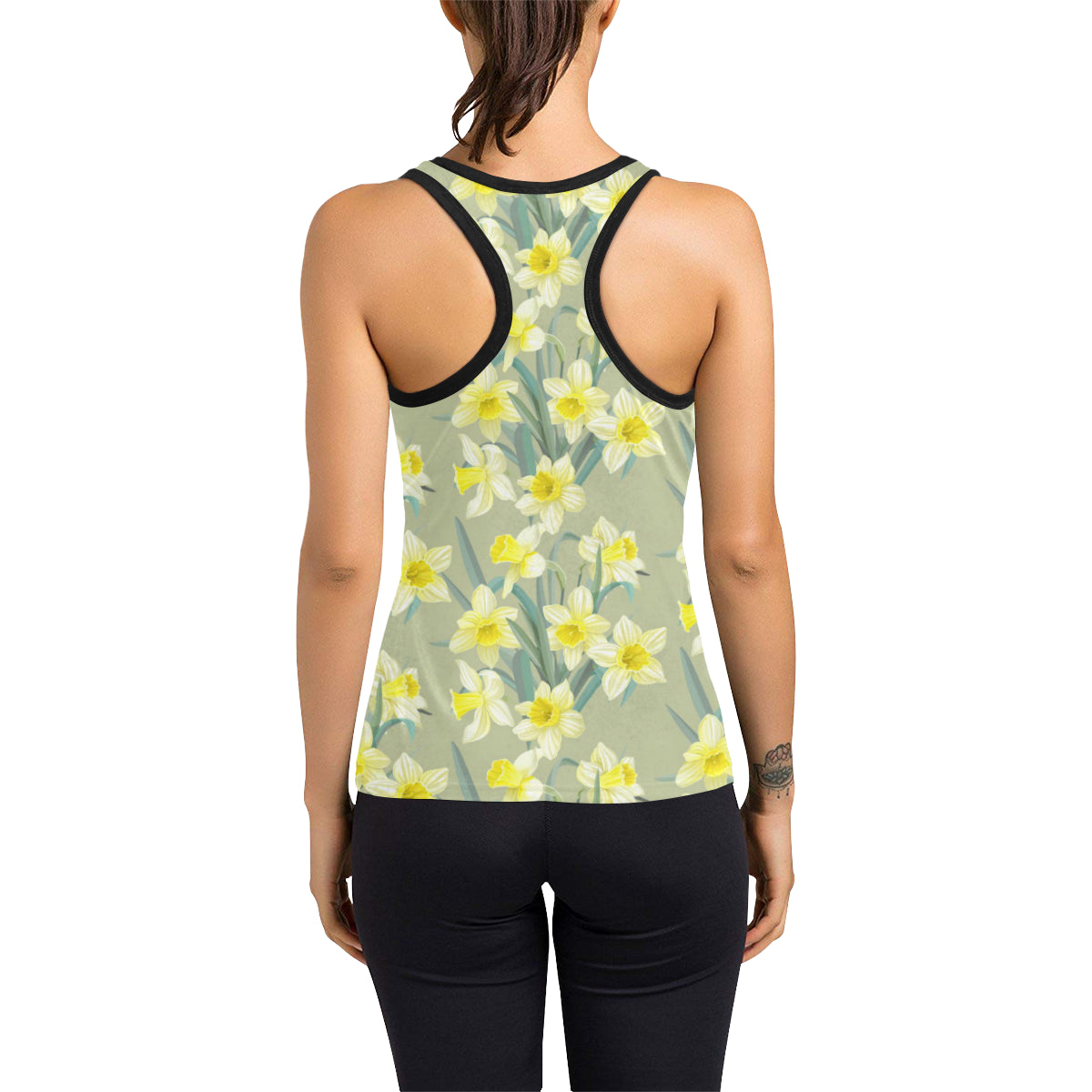 Daffodils Pattern Print Design DF01 Women's Racerback Tank Top