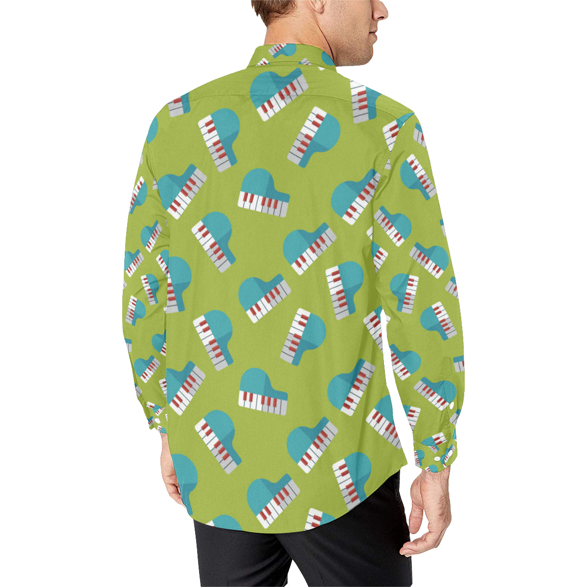Piano Pattern Print Design 03 Men's Long Sleeve Shirt