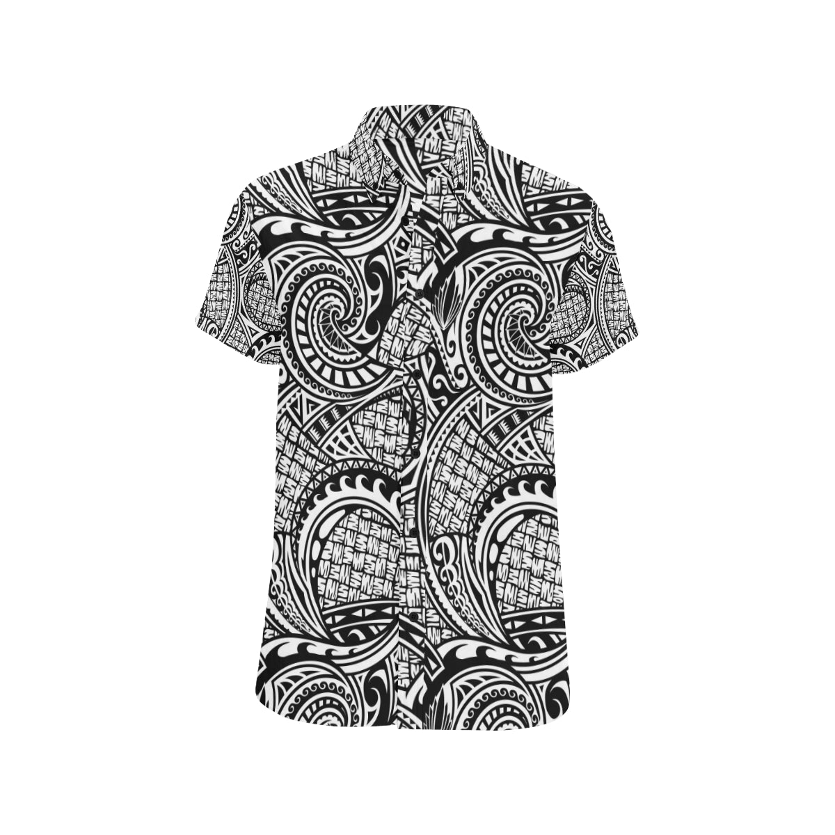 Polynesian Tribal Pattern Men's Short Sleeve Button Up Shirt