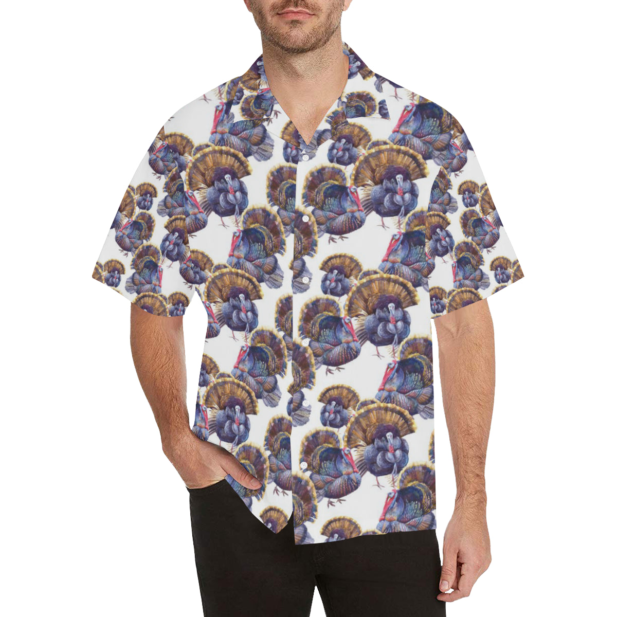 Turkey Pattern Print Design 01 Men's Hawaiian Shirt
