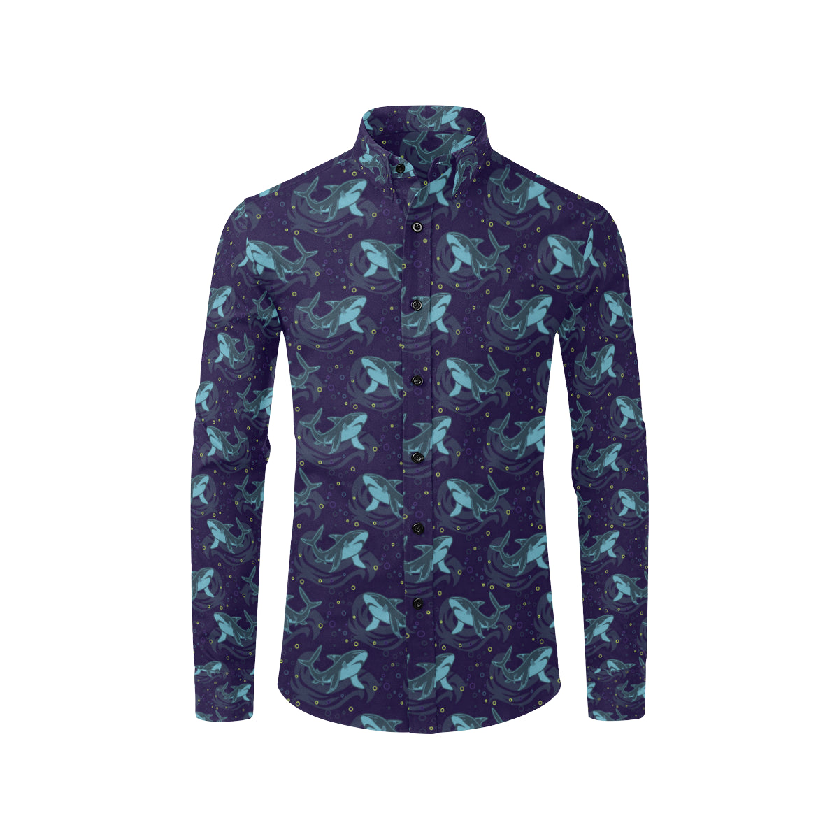 Shark Themed Print Men's Long Sleeve Shirt