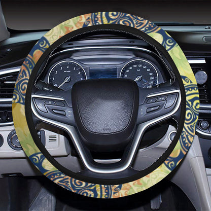 Hawaiian Turtle Tribal Design Print Steering Wheel Cover with Elastic Edge