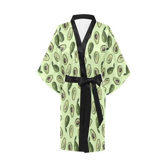 Avocado Pattern Print Design 02 Women's Short Kimono