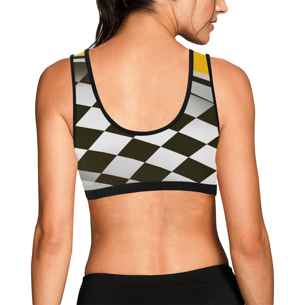 Checkered Flag Racing Style Sports Bra
