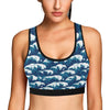 Ocean Wave Pattern Print Sports Bra