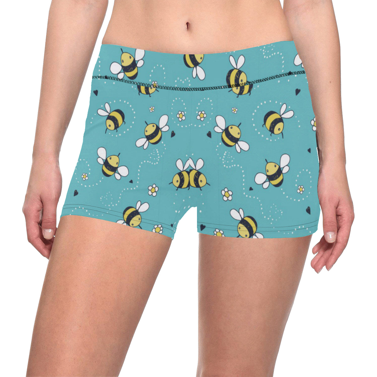 Bee Pattern Print Design BEE02 Yoga Shorts