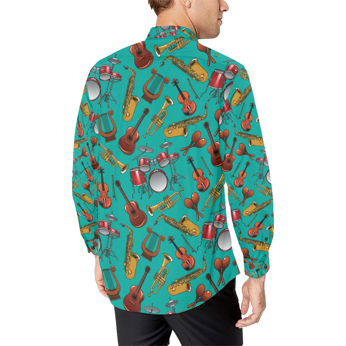 Drum Set Pattern Print Design 01 Men's Long Sleeve Shirt