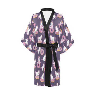 Donut Unicorn Pattern Print Design DN011 Women Kimono Robe