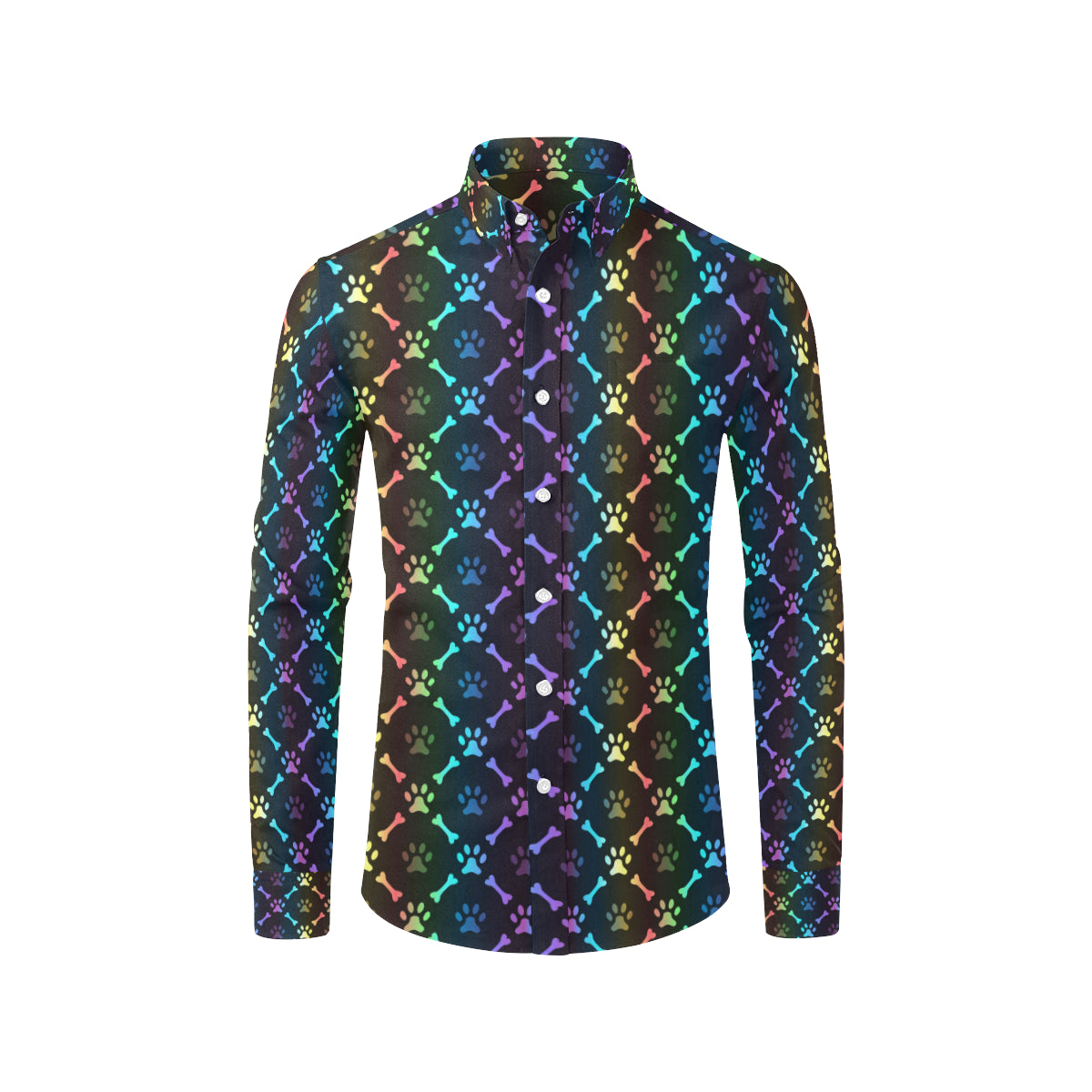 Paw Rainbow Pattern Print Design A01 Men's Long Sleeve Shirt