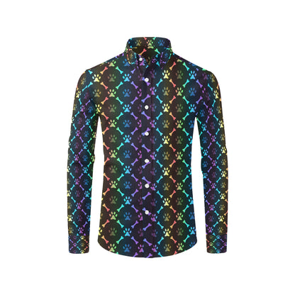 Paw Rainbow Pattern Print Design A01 Men's Long Sleeve Shirt