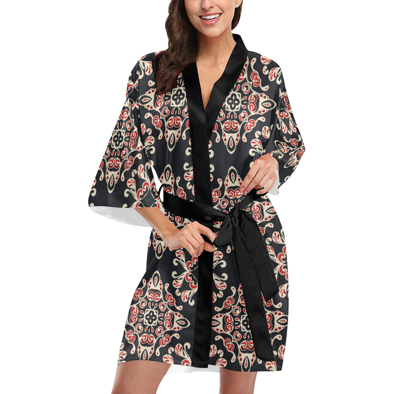 Medallion Pattern Print Design 01 Women's Short Kimono