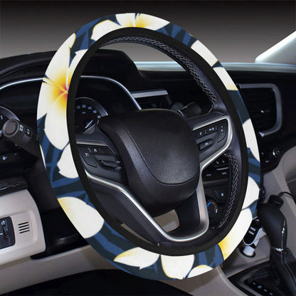 Plumeria Pattern Print Design PM026 Steering Wheel Cover with Elastic Edge