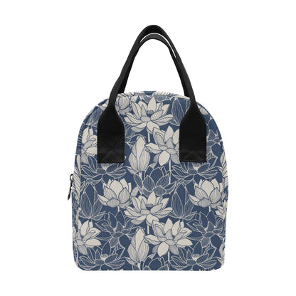 Water Lily Pattern Print Design WL04 Insulated Lunch Bag