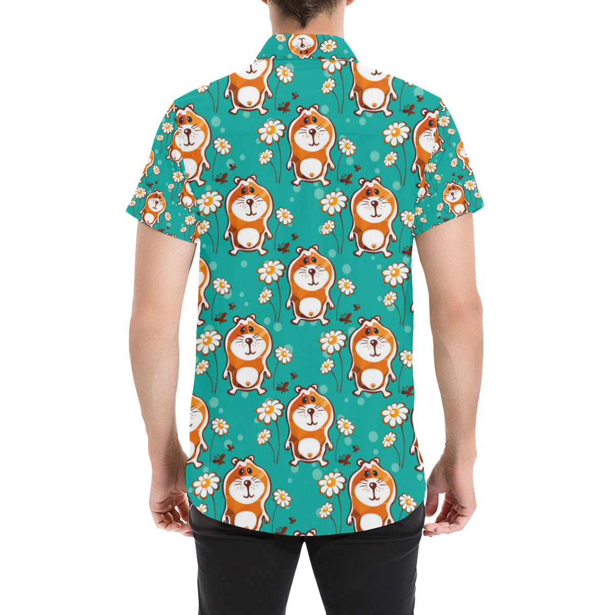 Hamster Pattern Print Design 01 Men's Short Sleeve Button Up Shirt