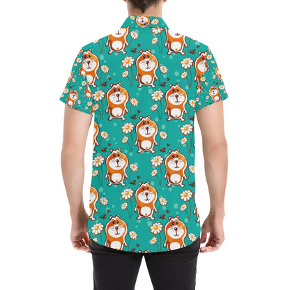 Hamster Pattern Print Design 01 Men's Short Sleeve Button Up Shirt