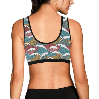 Tribal Wave Pattern Print Sports Bra