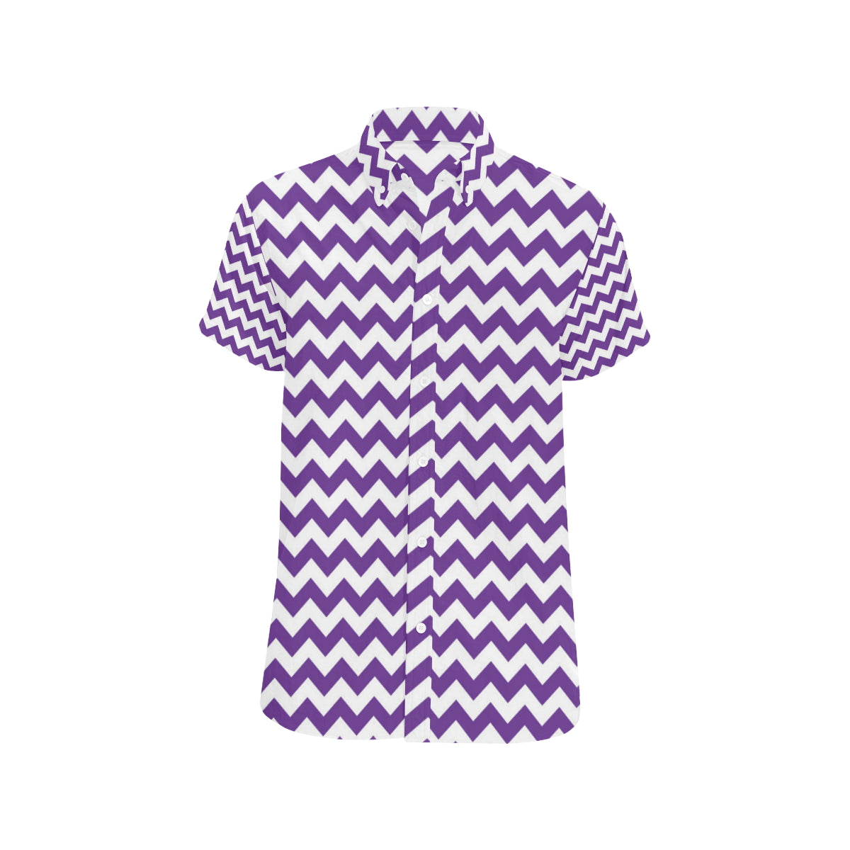 Chevron Purple Pattern Print Design 03 Men's Short Sleeve Button Up Shirt
