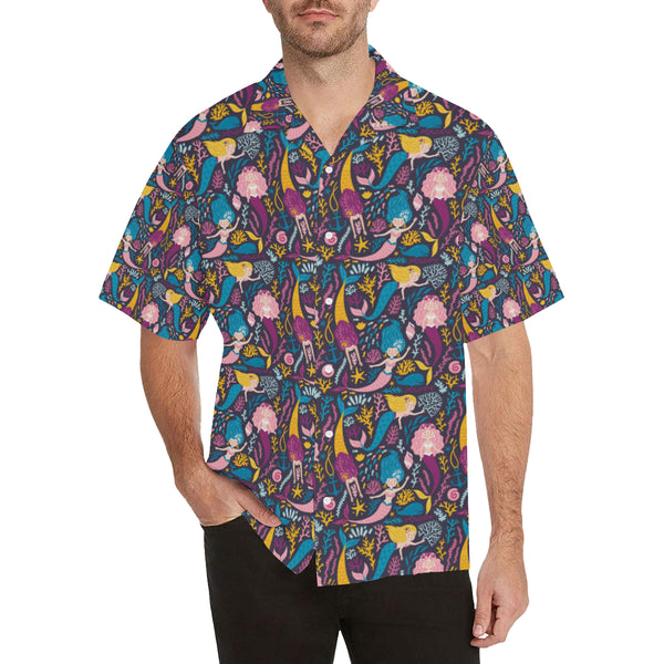 Mermaid Pattern Print Design 08 Mens Hawaiian Shirt Jorjune