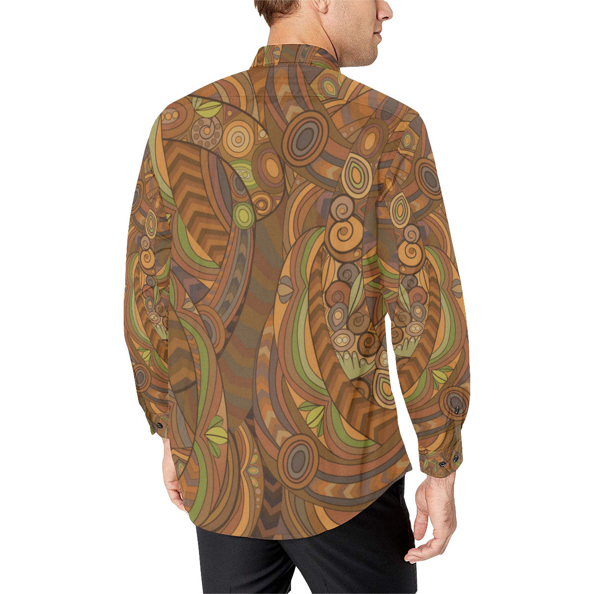 Maori Ornament Design Print Men's Long Sleeve Shirt