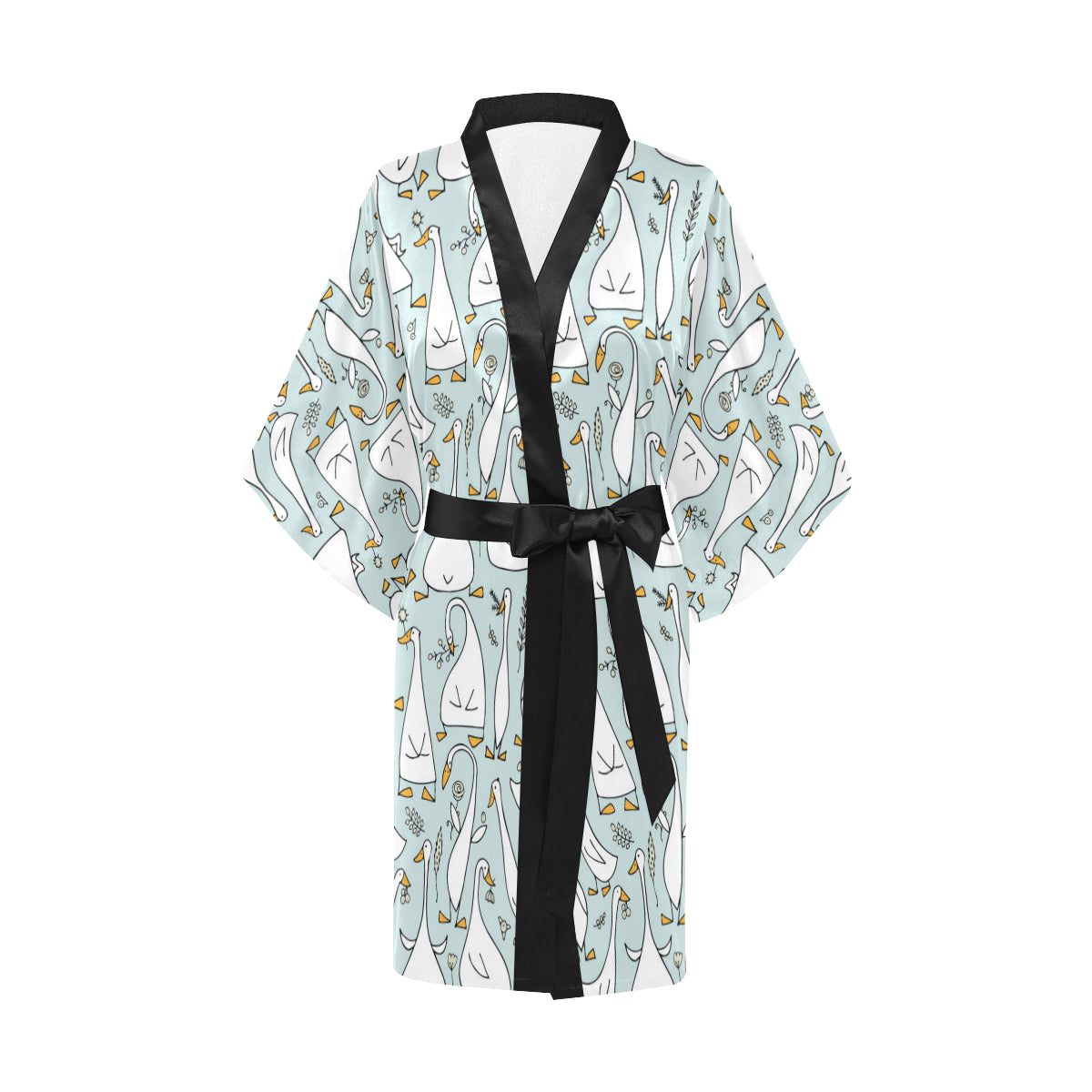 Goose Pattern Print Design 03 Women's Short Kimono