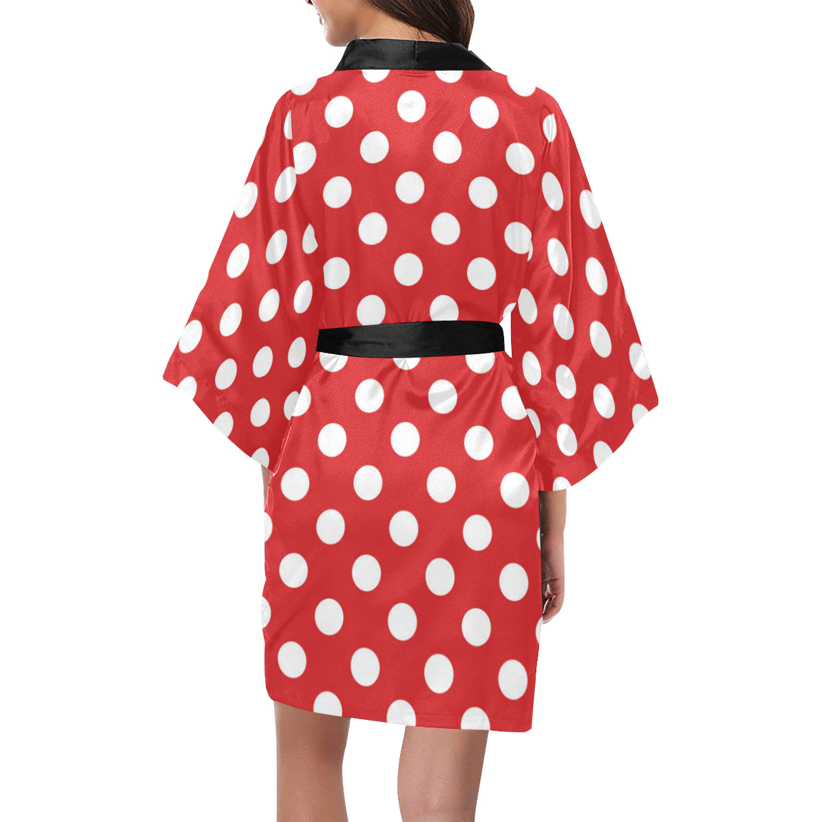Polka Dot Red Pattern Print Design 04 Women's Short Kimono
