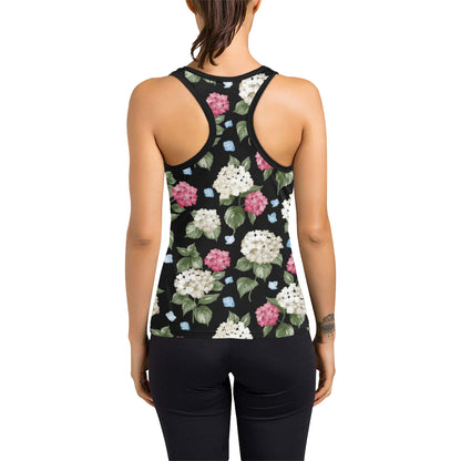 Hydrangea Pattern Print Design HD09 Women's Racerback Tank Top