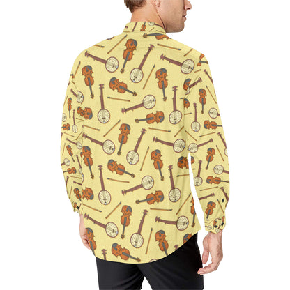 Banjo Violin Pattern Print Design 01 Men's Long Sleeve Shirt