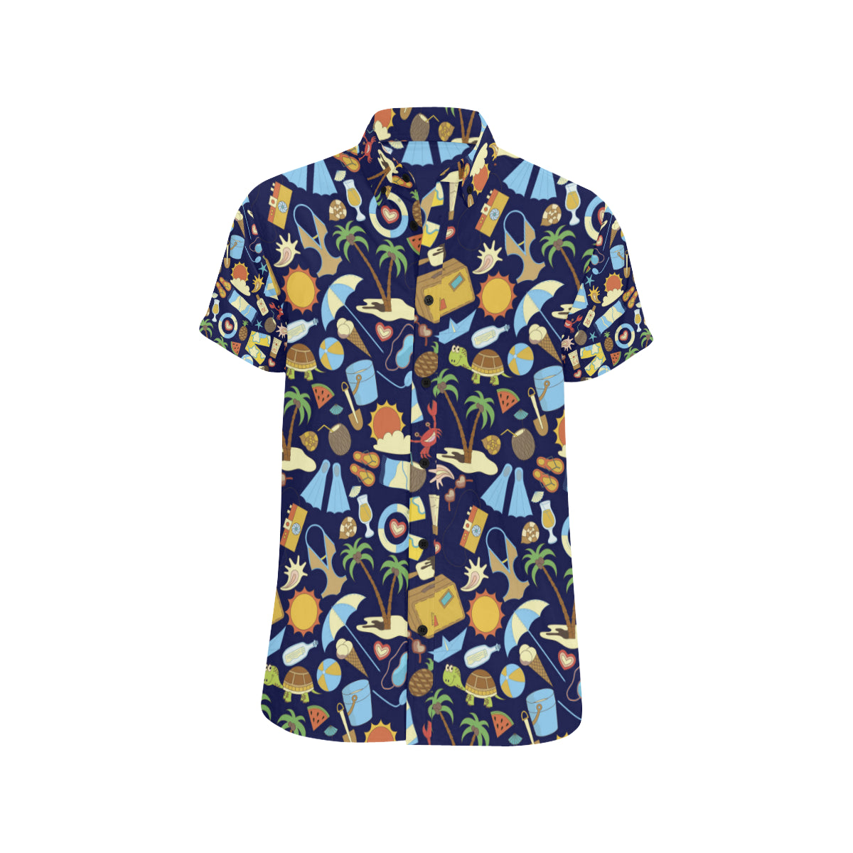 Beach Themed Pattern Print Design 04 Men's Short Sleeve Button Up Shirt