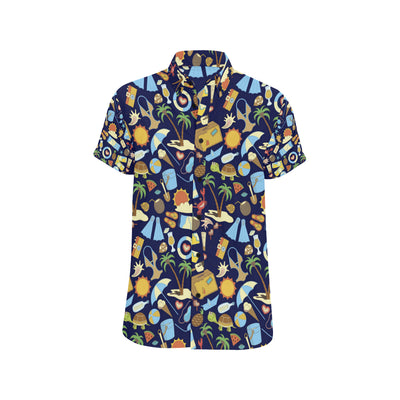 Beach Themed Pattern Print Design 04 Men's Short Sleeve Button Up Shirt