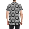 Calendar Aztec White Black Print Pattern Men's Short Sleeve Button Up Shirt