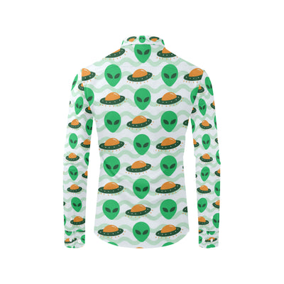 Alien UFO Pattern Print Design 04 Men's Long Sleeve Shirt