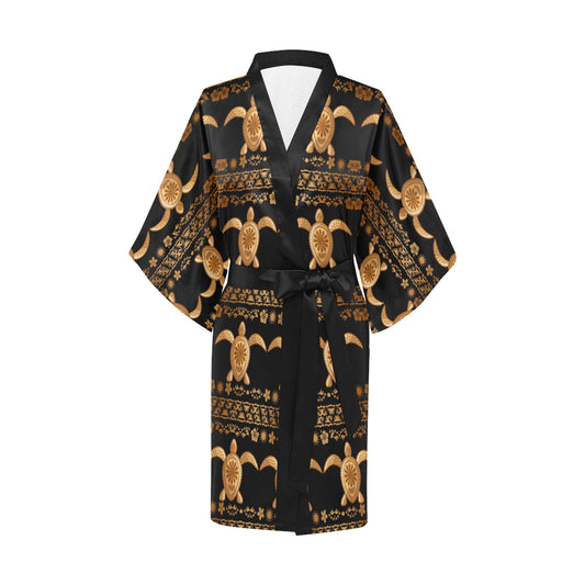 Tribal Sea turtle Polynesian Hawaiian Women Kimono Robe