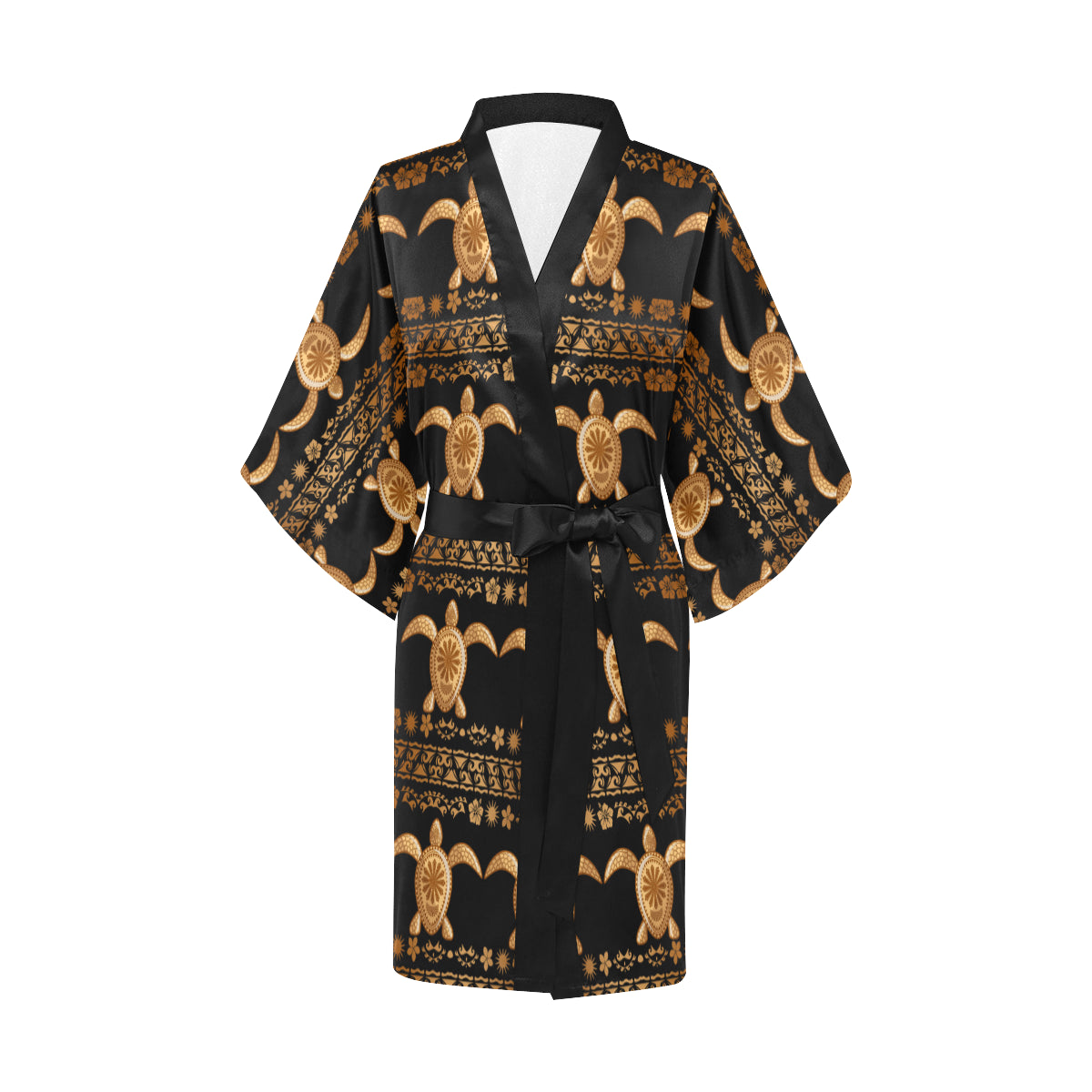 Tribal Sea turtle Polynesian Hawaiian Women's Short Kimono