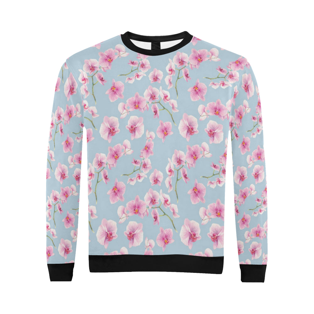 Orchid Pink Pattern Print Design OR01 Men Long Sleeve Sweatshirt