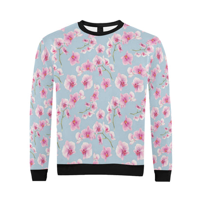 Orchid Pink Pattern Print Design OR01 Men Long Sleeve Sweatshirt
