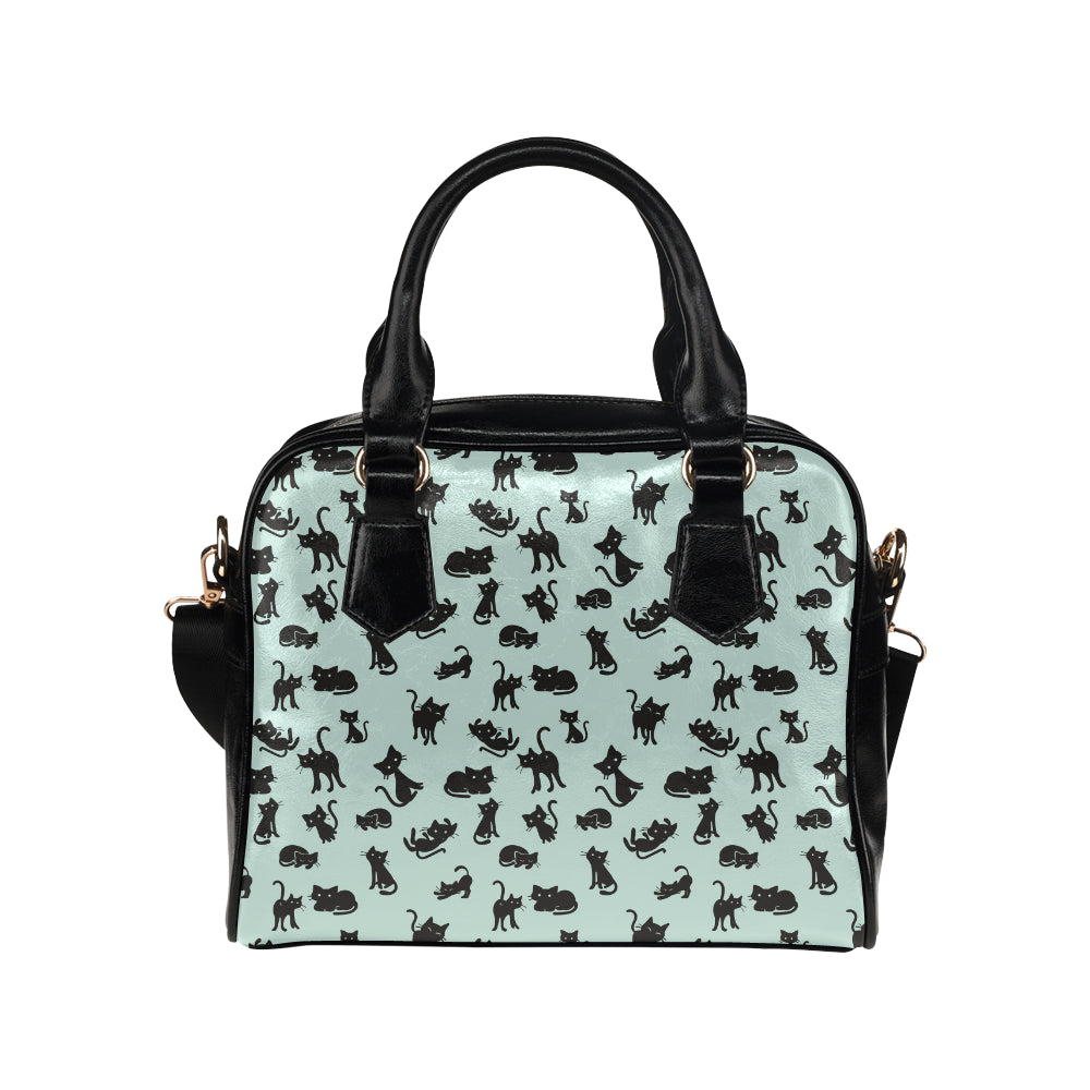 Black Cat Pattern Print Design 04 Shoulder Handbag